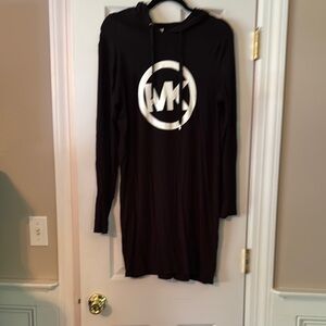 Black Hoodie Dress with White Logo